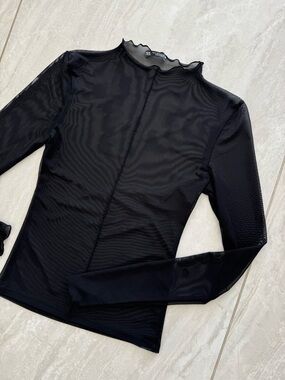 Zara Black Sheer Long-Sleeve Mesh Top